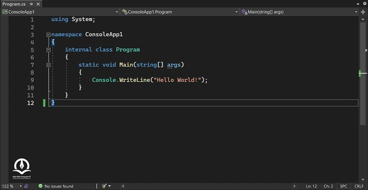 نمونه کد سی شارپ ایجاد شده در محیط Visual Studio