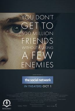 پوستر فیلم The Social Network تصویری از پوستر فیلم سینمایی شبکه اجتماعی در مورد برنامه نویسی کامپیوتر