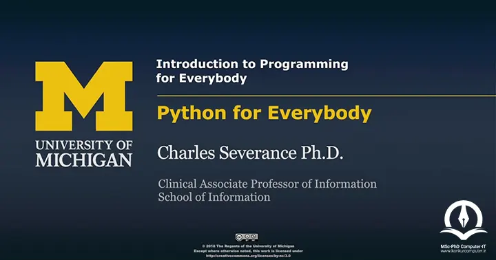 تصویر دوره آموزش زبان برنامه نویسی پایتون از Coursera که توسط دانشگاه میشیگان ارائه می شود. 
