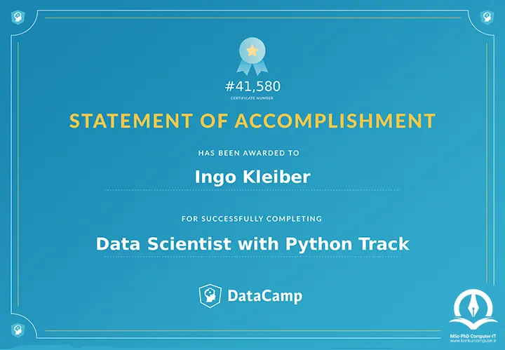 تصویر مربوط به اخذ گواهینامه معتبر و آموزش زبان برنامه نویسی پایتون از DataCamp