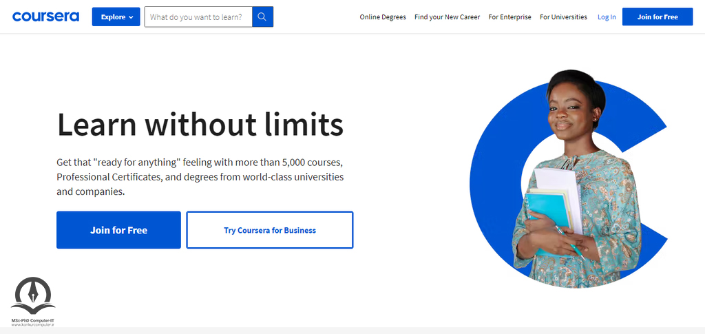 Coursera صفحه اصلی وبسایت