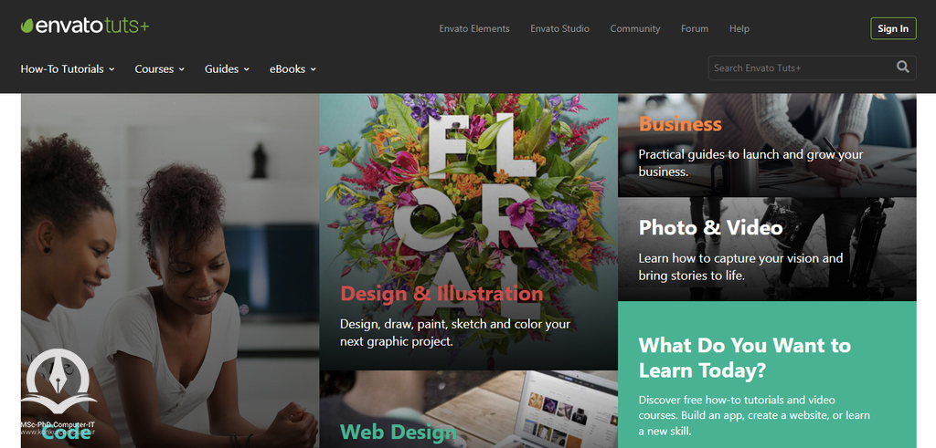 Envato Tuts صفحه اصلی وبسایت
