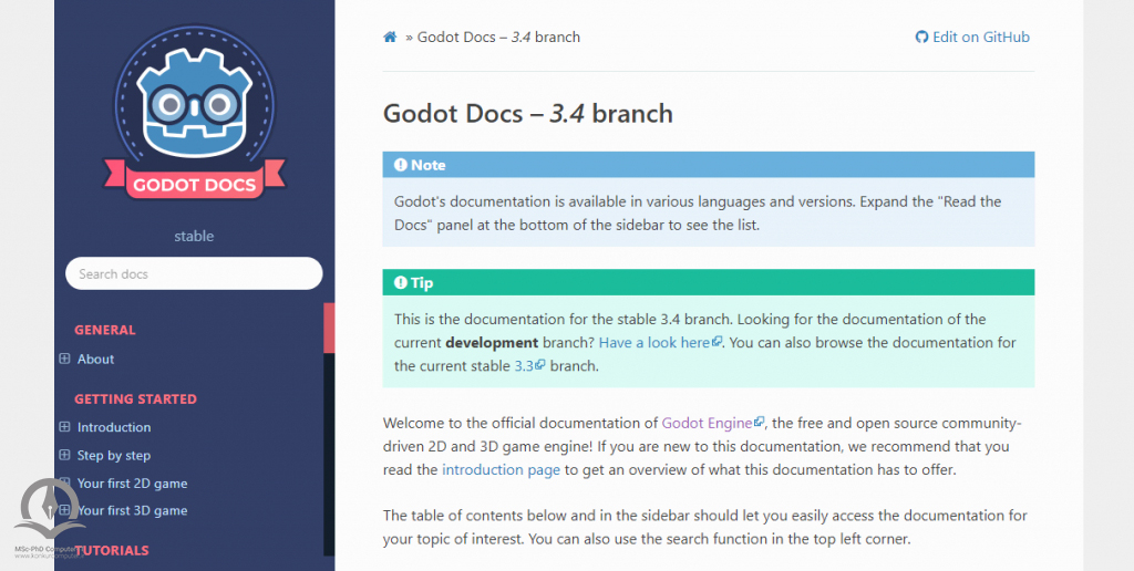 Godot Docs صفحه اصلی وبسایت