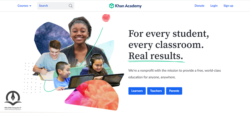 Khan Academy صفحه اصلی