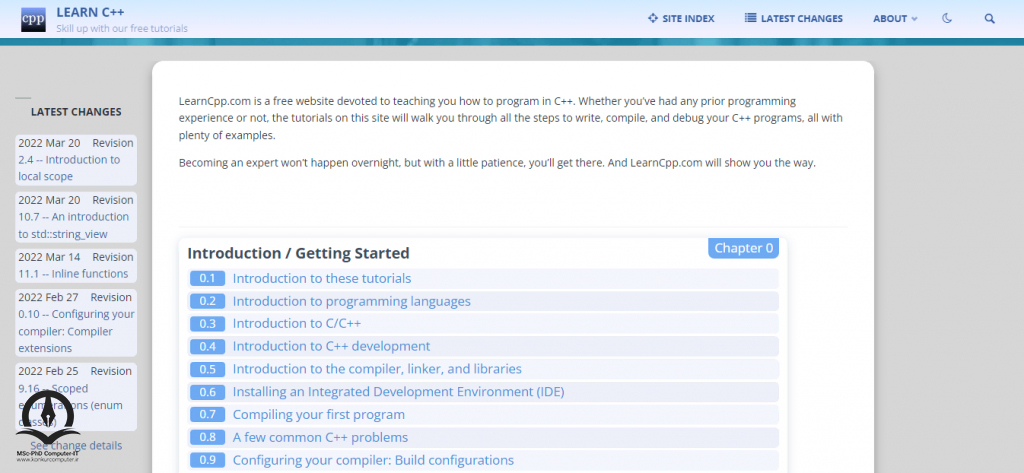 Learn CPP صفحه اصلی وبسایت 