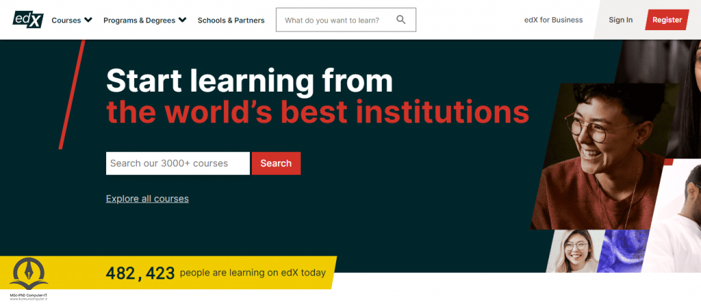 edX صفحه اصلی وبسایت