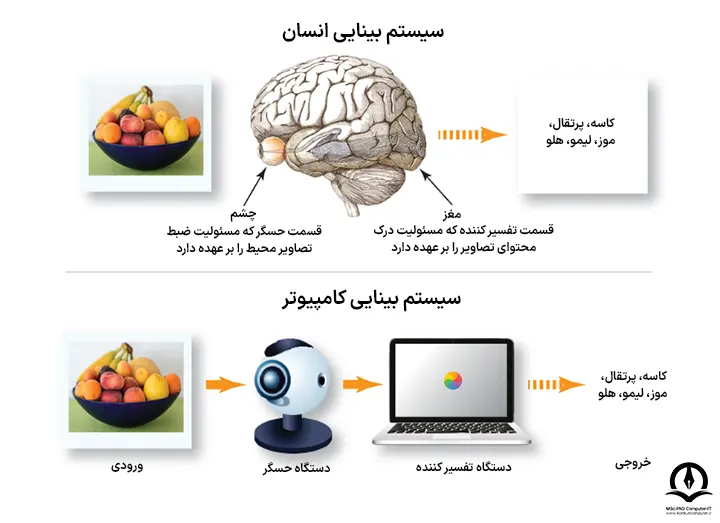 مقایسه سیستم بینایی انسان در مقایسه با کامپیوتر