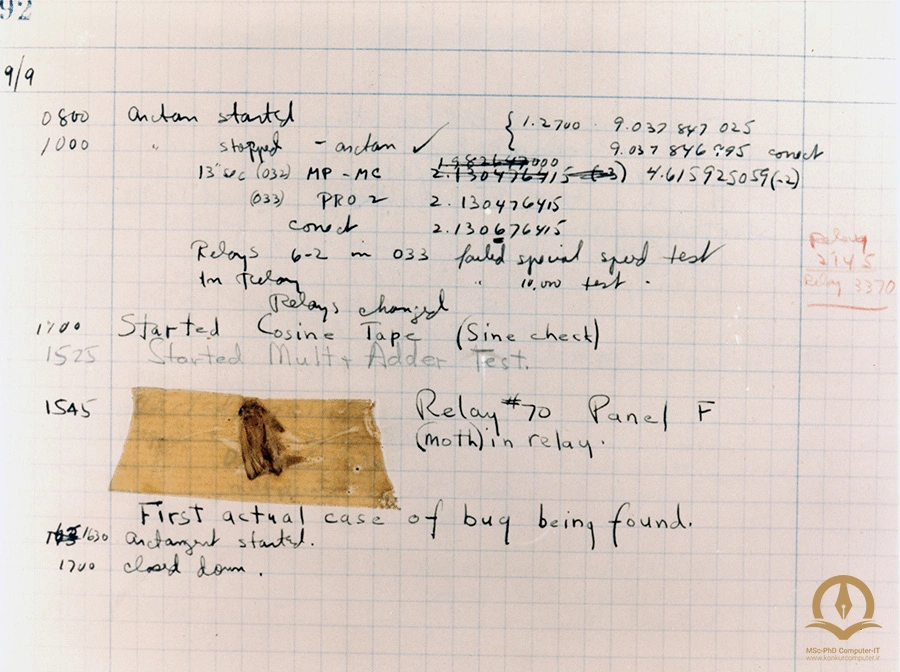 این تصویر اولین باگ تاریخ در کامپیوتر است.