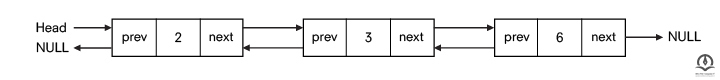 نمونه ای از لیست پیوندی دوطرفه که گره اول آن حذف شده است