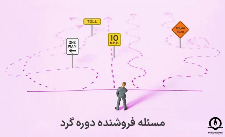 مسئله فروشنده دوره گرد - با توجه به لیستی از شهرها و فواصل بین هر جفت شهر، کوتاه ترین مسیر ممکن که دقیقاً یک بار از هر شهر بازدید می کند و به شهر شروع باز می گردد کدام است؟