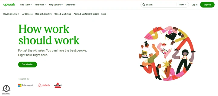 صفحه اصلی وبسایت Upwork