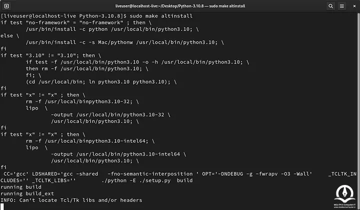 این کد نحوه نصب نصب پایتون از باینری‌های کامپایل شده آن در لینوکس Fedora را نمایش می دهد
