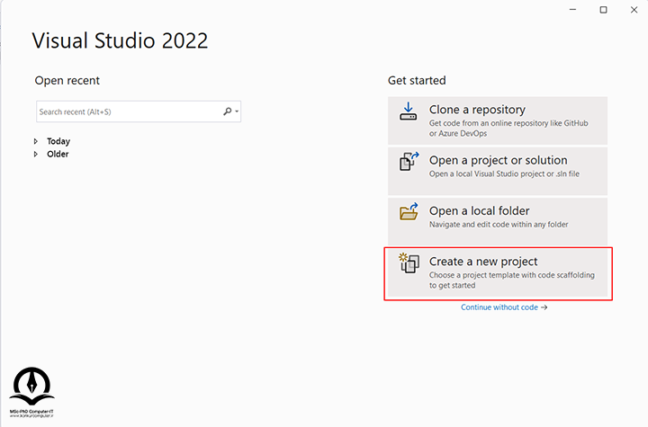 ایجاد یک پروژه جدید در ویژوال استودیو