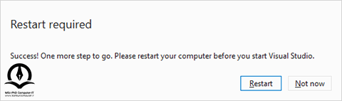 بعد از نصب ویژوال استودیو، نیاز است تا سیستم را ری استارت کنید