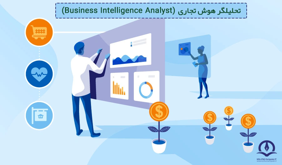 در این تصویر یک تحلیلگر هوش تجاری نشان داده شده است.