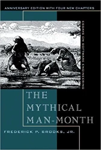 این تصویر جلد صفحه اول کتاب افسانه ای انسان ماه (The Mythical Man-Month) را نشان می دهد.