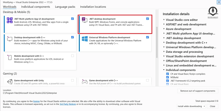 نصب کردن .NET Desktop Development