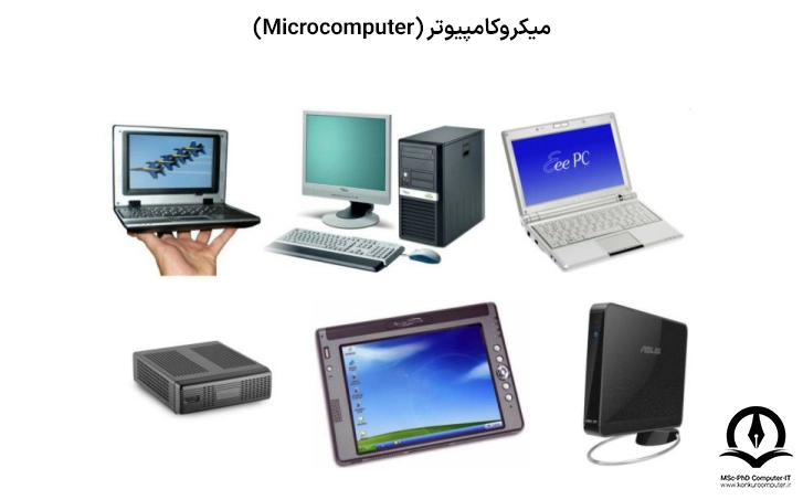 در این تصویر تعدادی از میکروکامپیوترها مانند لپ تاپ، تبلت و... نشان داده شده است.