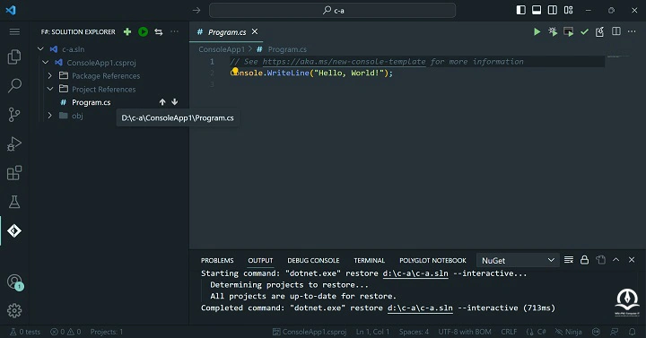 باز کردن فایل با پسوند .cs در VSCode