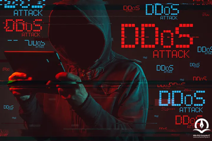 در این تصویر یک مهاجم وجود دارد که قصد دارد حمله DDoS انجام دهد