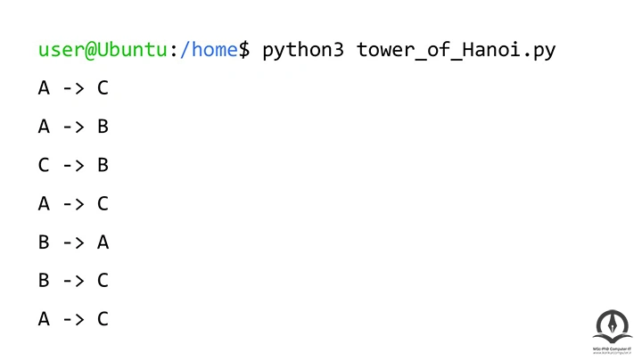 نتیجه اجرای کد برج هانوی