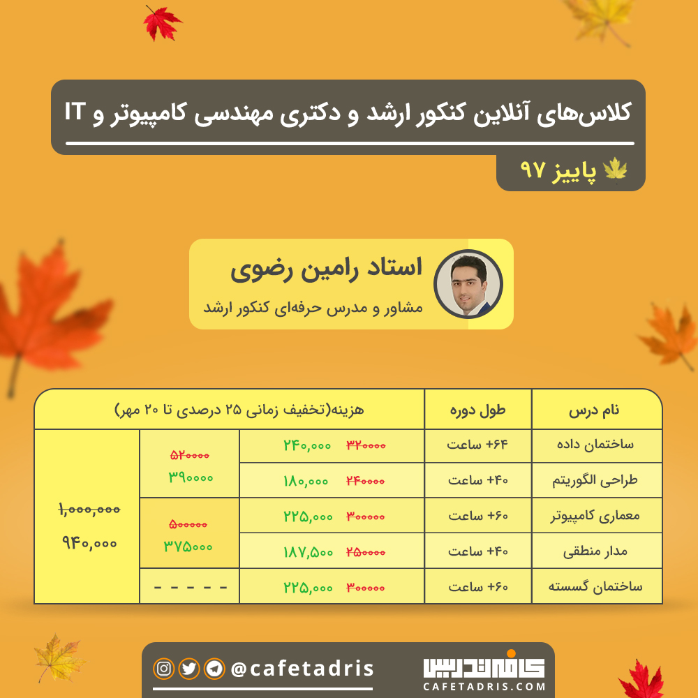 کلاس های آنلاین کنکور ارشد کامپیوتر 98 کلاس کنکور ارشد کامپیوتر