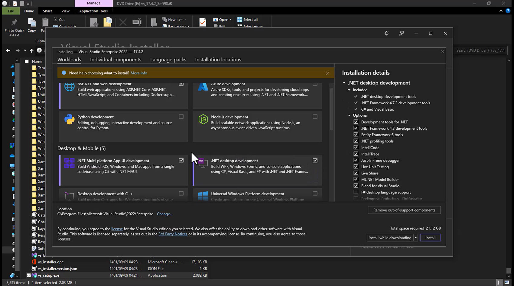 نصب Visual Studio .NET